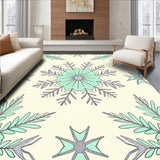 Winter Snowflake Motif Christmas Entryway Doormat(Ivory)