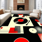 Ultra Soft Area Rug, Non Slip, Stain Resistant, Washable Area Rugs for Living Room, Bedroom, Vinyl Record Round(Black)