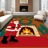 Santa by Hearth Festive Gathering Tapestry with Pine Motif(Brown)