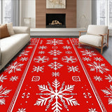 Festive Snowflake Wonderland Holiday Decorative Floor(Red)