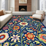 Colorful Floral Fantasy with Whimsical and Lush Colors(Navy)