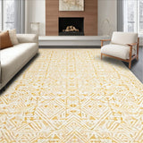 Elegant Geometric Diamond Area with Subtle Gold Accents(Beige)