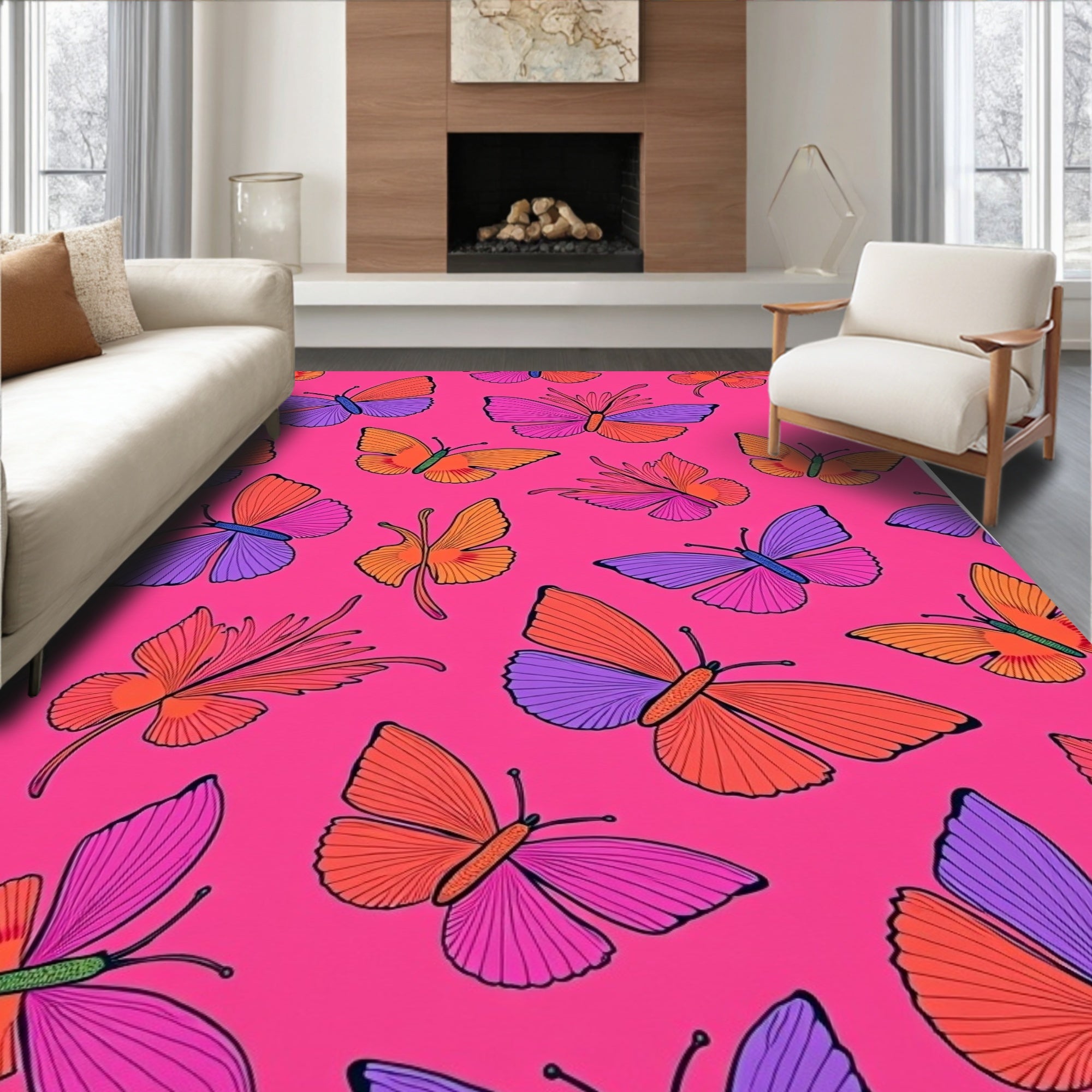 Exotic Wing Motif Stain Resistance Indoor (Pink) - ODIKA