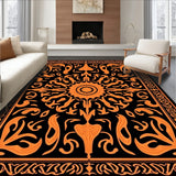 Vibrant Tangerine Swirl Medallion Decorative Accent (Black) - ODIKA