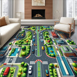 Ultra Soft Area Rug, Non Slip, Stain Resistant, Washable Area Rugs for Living Room, Bedroom, City Road Traffic Play(Blue)