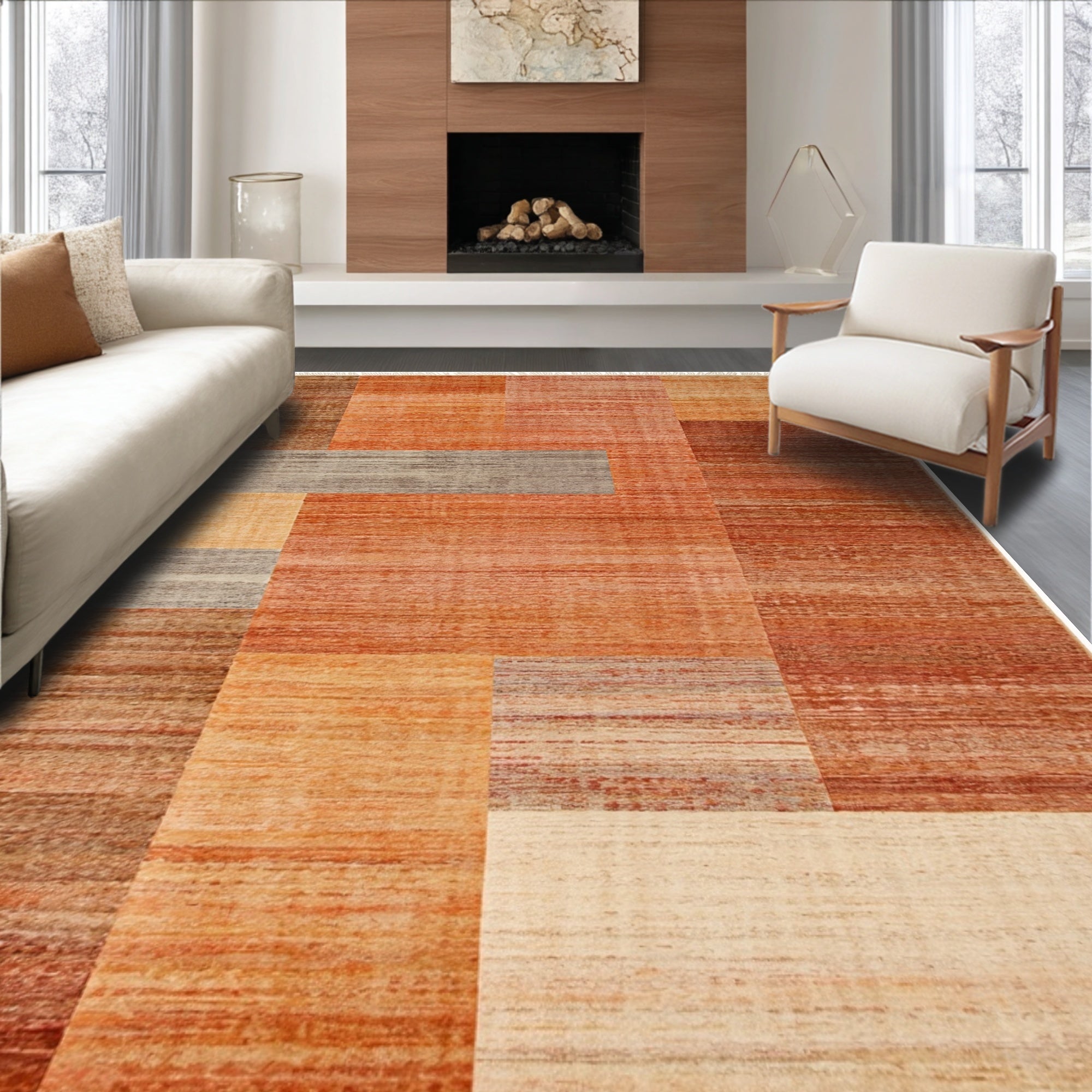 Ultra Soft Area Rug, Non Slip, Stain Resistant, Washable Area Rugs for Living Room, Bedroom, Solid Terracotta Shag Rug for Living Room(Brown)