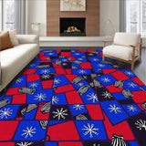 Holiday Checkered Forest with Snowy Starburst and Pinecone(Red)