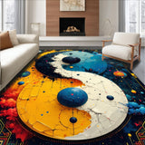Ultra Soft Area Rug, Non Slip, Stain Resistant, Washable Area Rugs for Living Room, Bedroom, Colorful Yin Yang Bedroom Non-Slip Floor Mat(Black)