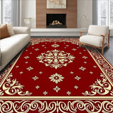 Holiday Damask Scroll Machine Floor Covering(Red)