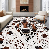 Ultra Soft Area Rug, Non Slip, Stain Resistant, Washable Area Rugs for Living Room, Bedroom, Non-Slip Cow Print Western Decor(White)