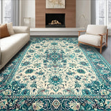Vintage Turquoise Beige Floral Area(White)