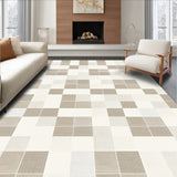 Classic Beige Checkered Area with Crisp Ivory Grid(Beige)