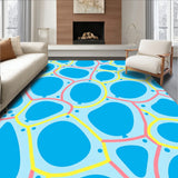 Playful Floating Balloon Motif with Interlocking Twisting Ribbons (Blue)