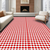 Houndstooth Check Design Floor Covering with Classic Motif(Red)