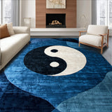 Ultra Soft Area Rug, Non Slip, Stain Resistant, Washable Area Rugs for Living Room, Bedroom, Yin Yang Circle(Blue)