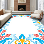 Delicate Floral Medallion Motifs in Repeating Symmetrical Layout (Blue) - ODIKA
