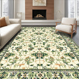 Hallway Runner with Beige/Green Floral(Ivory)
