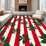 Cane Stripe Holiday with Holly Leaf Accents(Red)