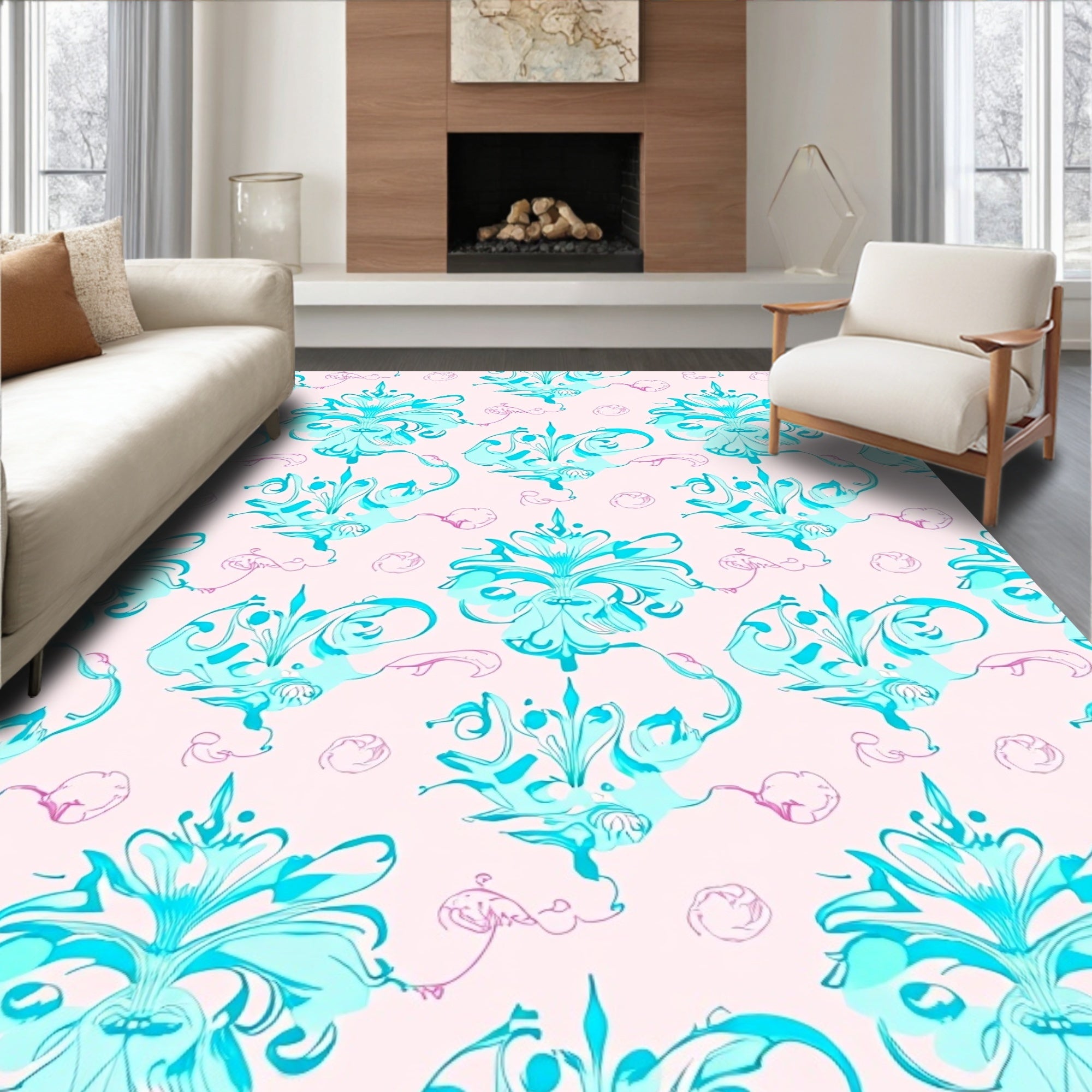Elegant Swirl Damask Ornate Traditional Motif (Pink) - ODIKA