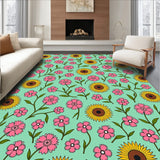 Artistic Sage Green and Pink Floral Mosaic with Sunflower Highlights (Pink) - ODIKA