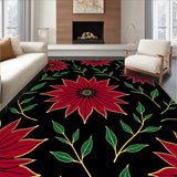 Vintage Poinsettia Bloom Anti Slip Holiday Throw(Red)