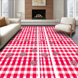 Whimsical Gingham Blocks with Stylized Snowflake Embellishments(Red)