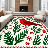 Elegant Yuletide Songbird Resting Upon Evergreen Bough(Red)