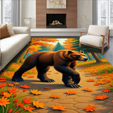 Mountain Wildlife Decorative Walking Bruin Tapestry(Brown)
