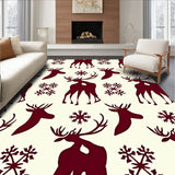Festive Reindeer Area with Snowflake Motifs(Red)