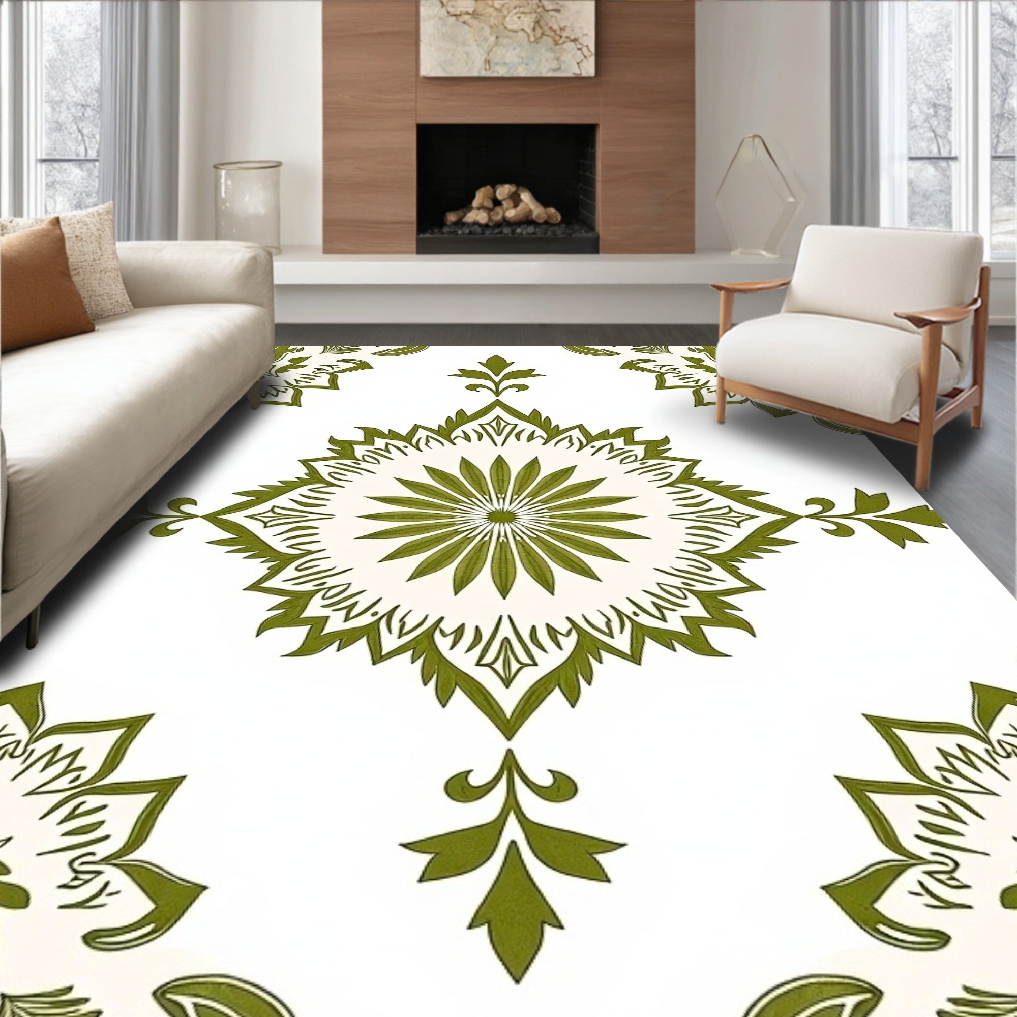 Vintage Botanical Medallion With Delicate Floral Embellishments (Ivory) - ODIKA