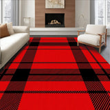 Nordic Winter Plaid with Scandinavian Starburst Accents(Red)