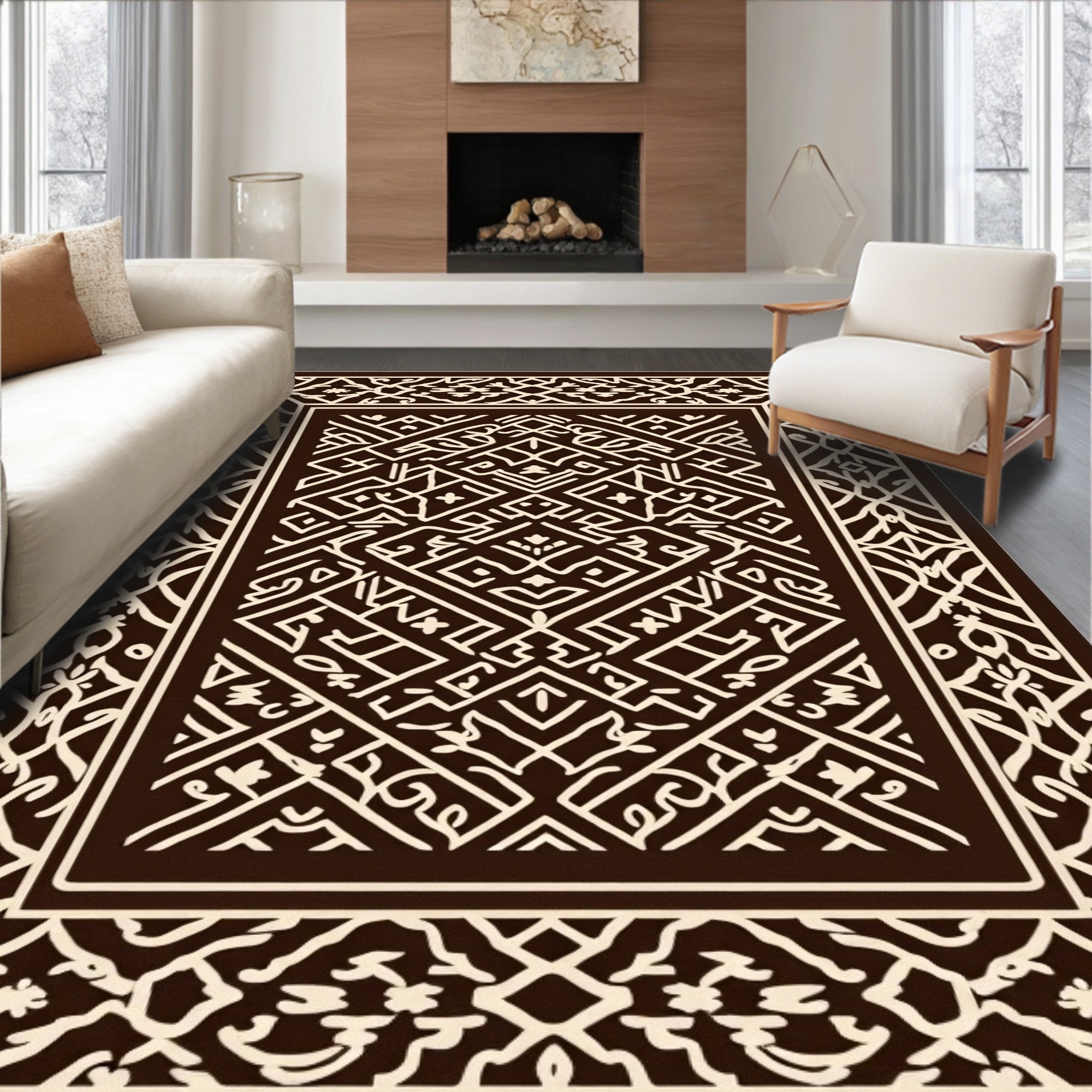 Elegant Interlocking Lattice Motif Hallway Path (Brown) - ODIKA