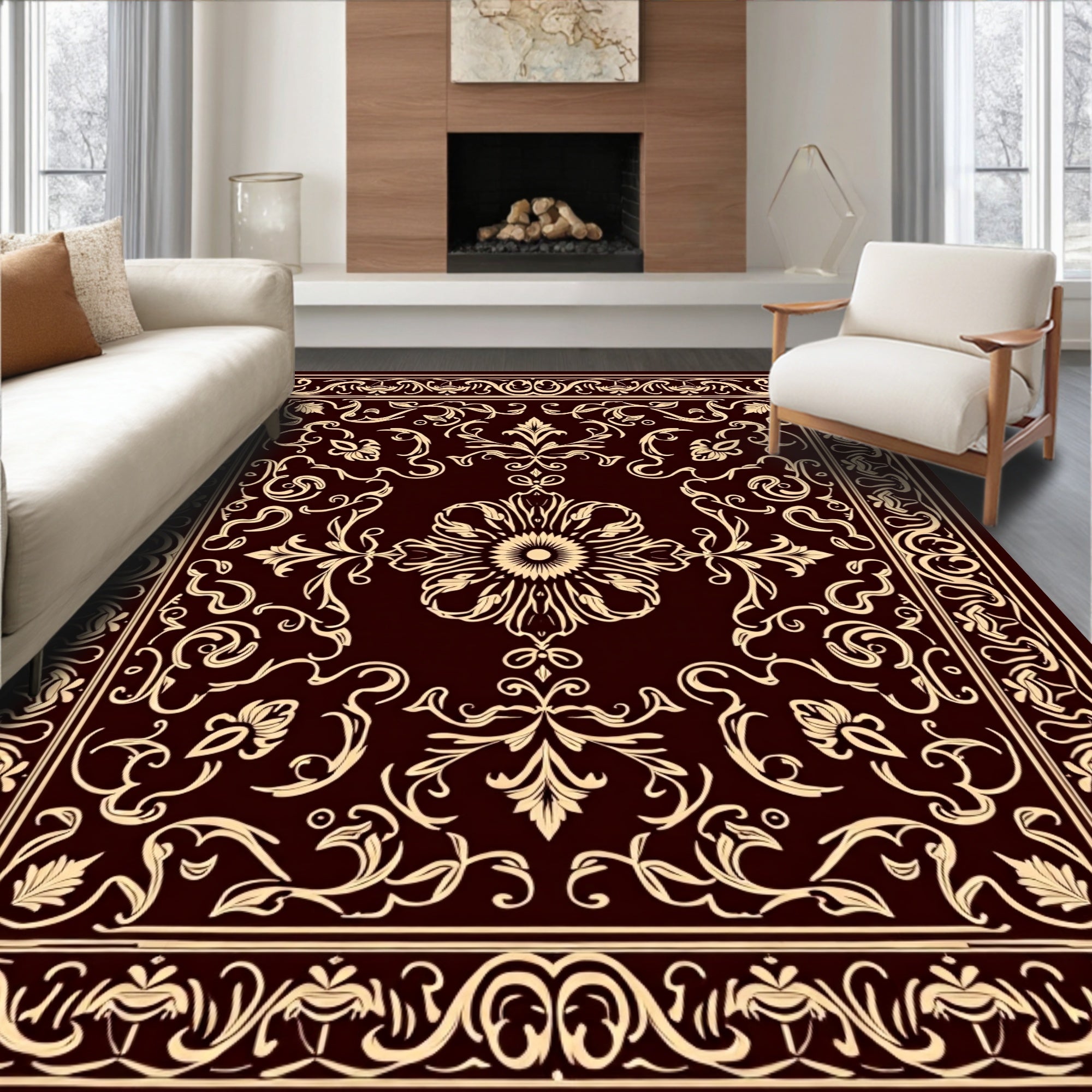 Classic Damask Vintage Embellished Luxury Heirloom Treasure (Brown) - ODIKA