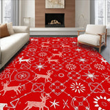 Vintage Sleigh Ride Scene with Interlocking Reindeer and Twinkling Starbursts(Red)