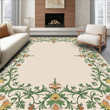 French Country Botanical Non Shedding Tapestry Design(Ivory)
