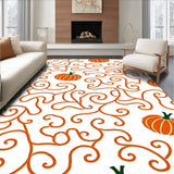 Autumn Pumpkin Vine Scroll Motif with Traditional Harvest Theme(Orange)