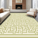 Courtyard Collection Serene Beige Sage Green Lattice Indoor Area(Beige)