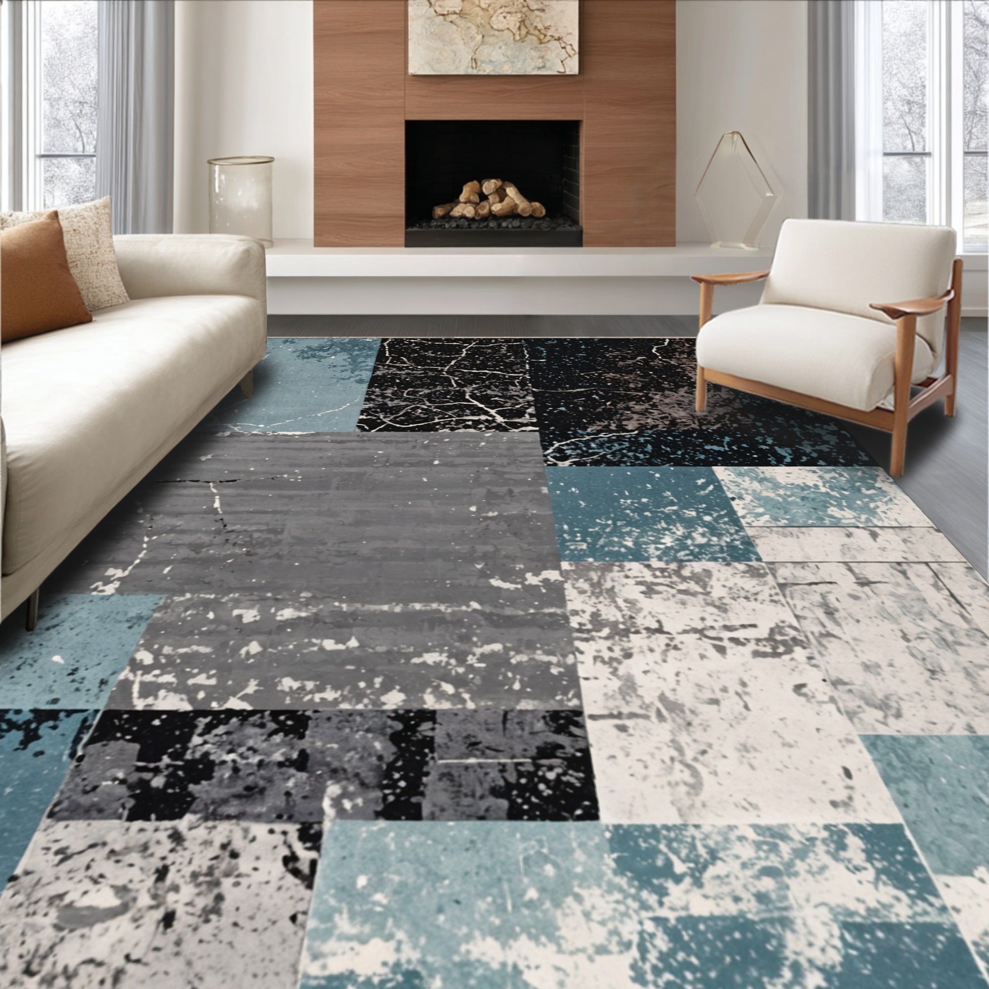 Ultra Soft Area Rug, Non Slip, Stain Resistant, Washable Area Rugs for Living Room, Bedroom, Modern Abstract Bedroom Minimalist Style Area Rug(Gray)
