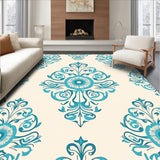 Traditional Damask Scrollwork with Central Rosette Flourish Motif(Turquoise)