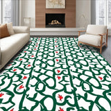 Modern Interlocking Lattice with Stylized Florals (Green)