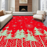 Festive Pine Grove Illustration with Dotted Starbursts(Red)