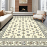 Heirloom Collection Accent with Ornate Beige and Grey Arabesque Design(Ivory)