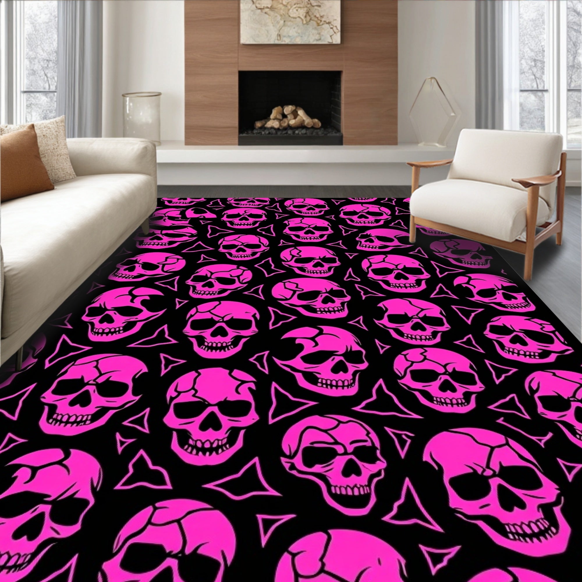 Abstract Cracked Skeleton Head with Dark Horror Theme (Pink) - ODIKA
