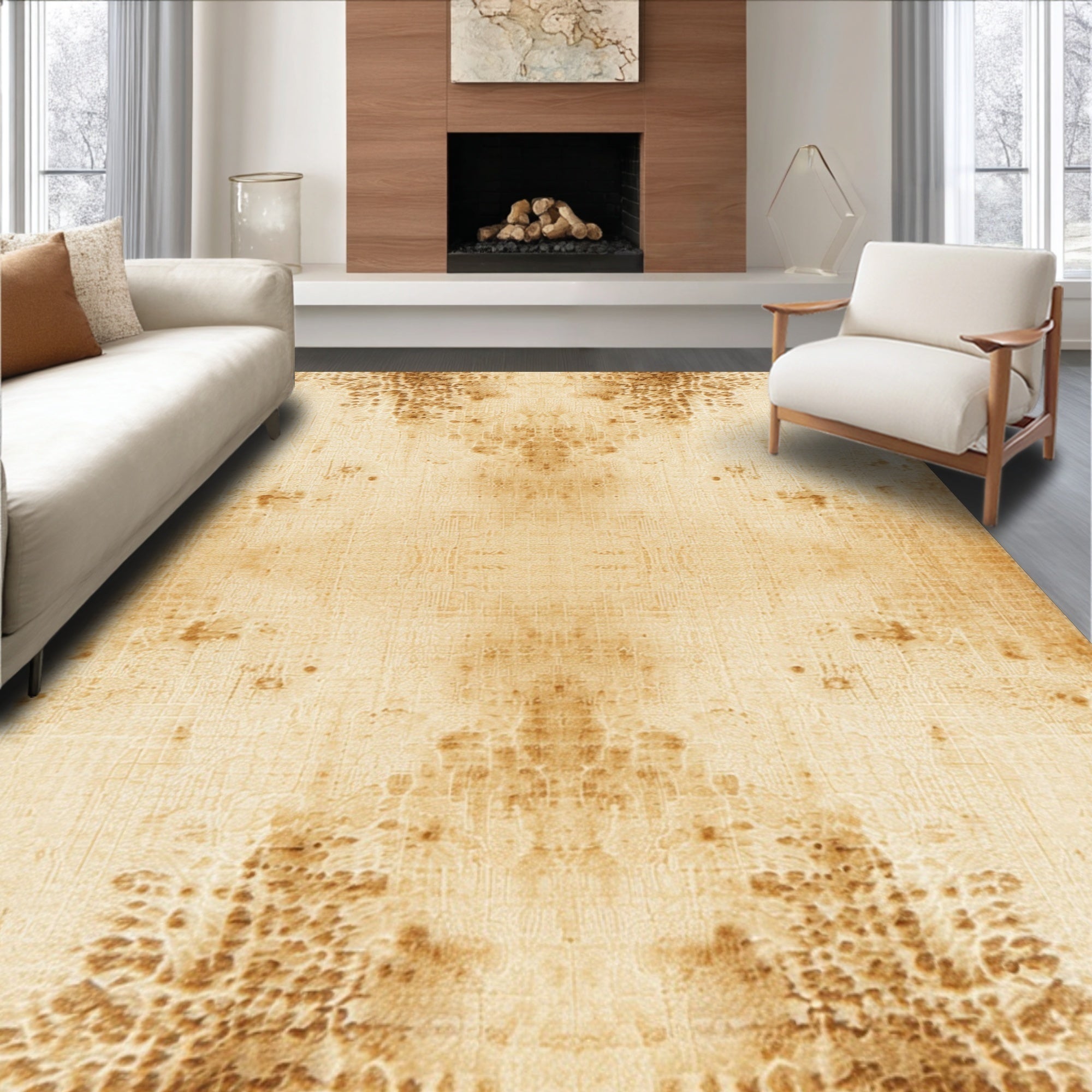 Ultra Soft Area Rug, Non Slip, Stain Resistant, Washable Area Rugs for Living Room, Bedroom, Fluffy Neutral Beige Bedroom Rug for Cozy Minimalist Decor(Beige)