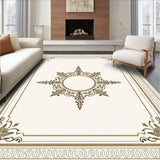 Vintage Medallion Tufted with Ornate Central Motif(Beige)