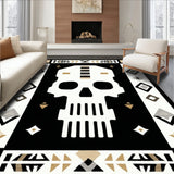 Abstract Geometric Skull Motif with Symmetrical Tribal Lines(Black)