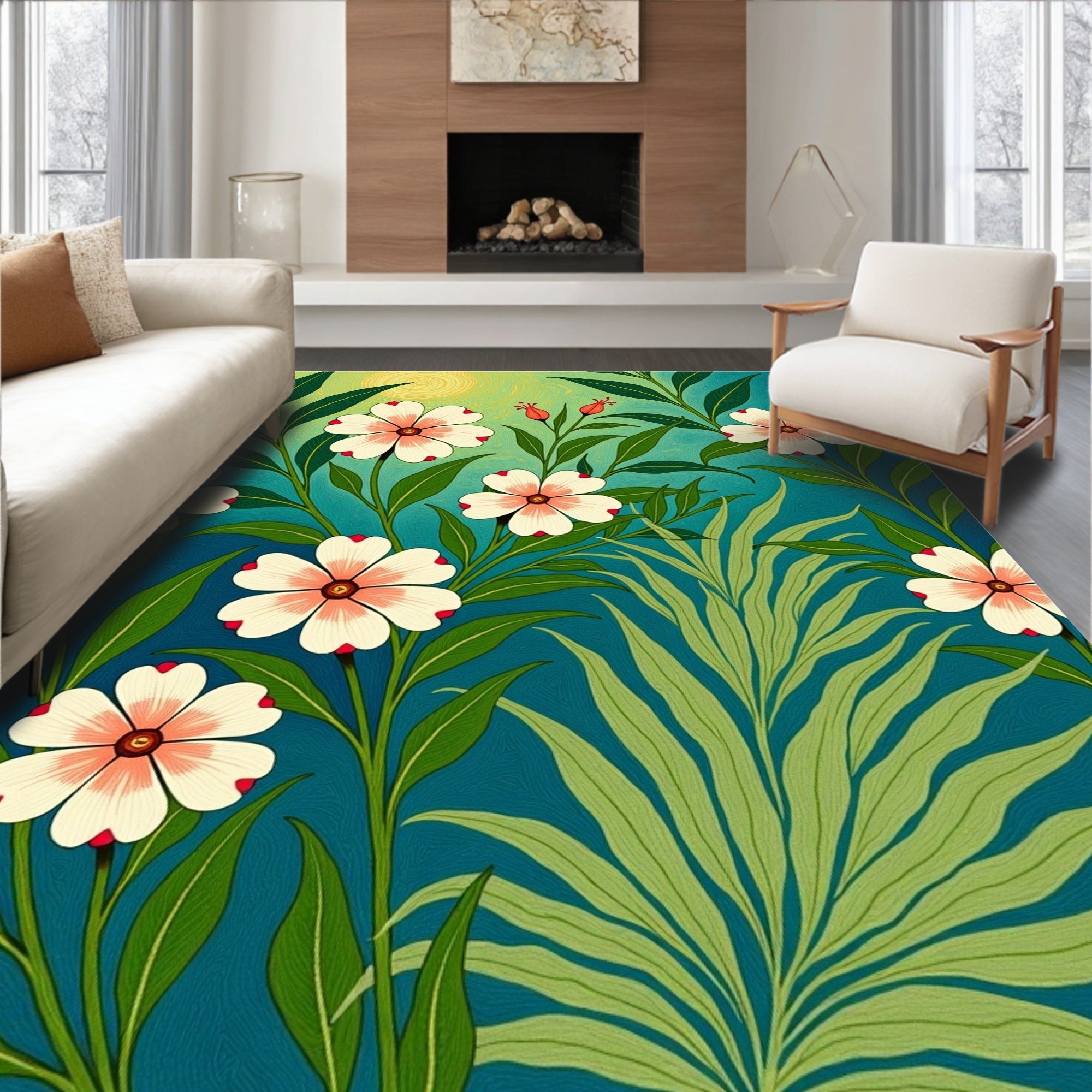 Dreamy Hibiscus Panorama Dappled Sunlight Tropical Wonderland (Blue) - ODIKA