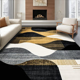 Farmhouse Rustic Rug with Black and Gold Elements(Gold)