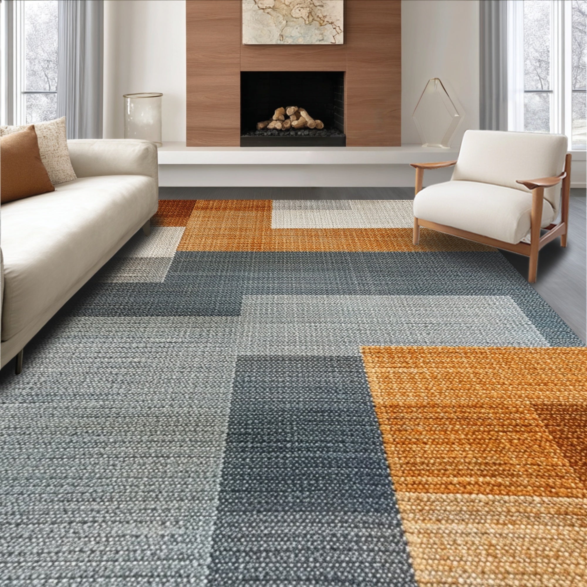 Ultra Soft Area Rug, Non Slip, Stain Resistant, Washable Area Rugs for Living Room, Bedroom, Large Washable Dining Room Rug with Contemporary Neutral Design(Beige)