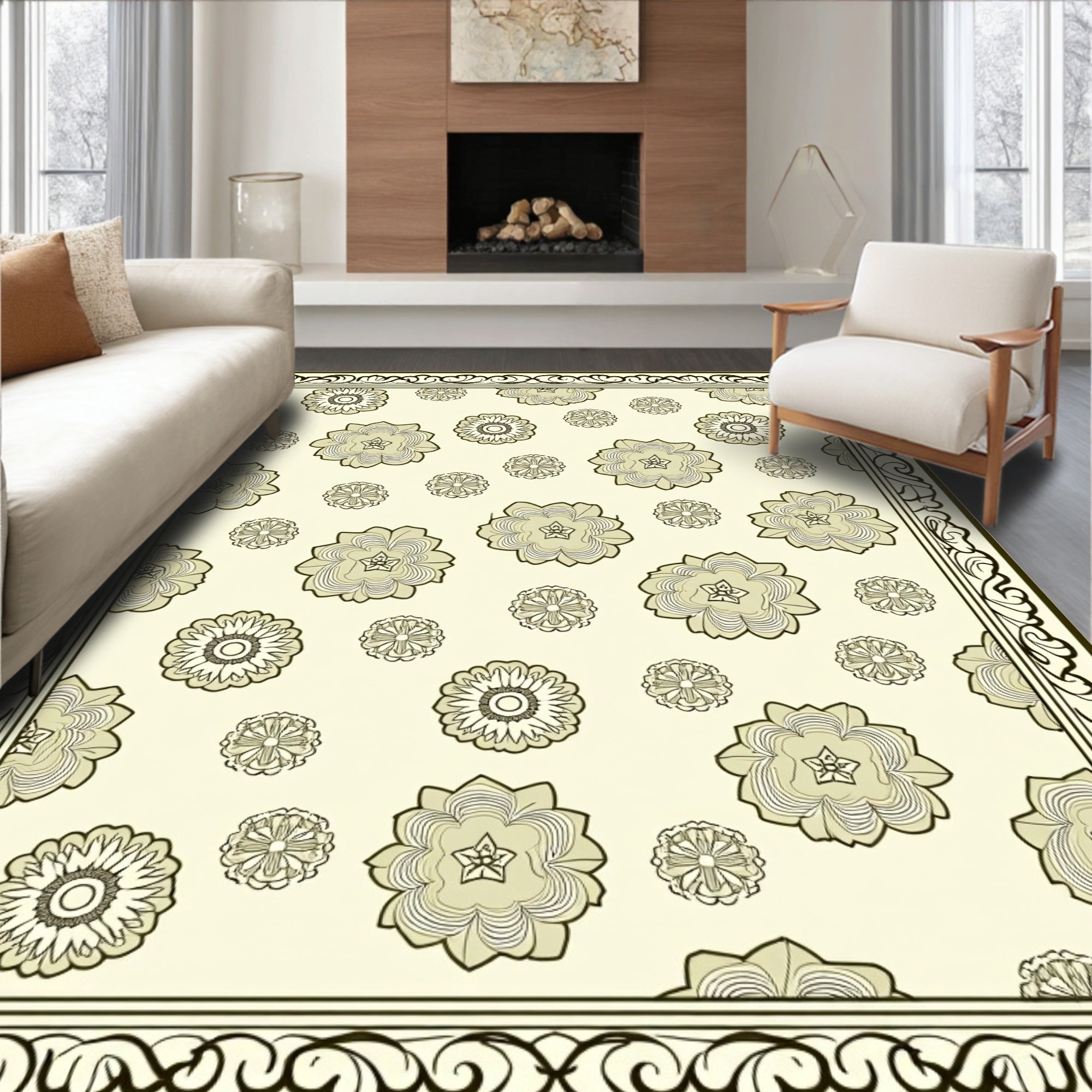 Damask Weathered Blossom Artistry Tapestry (Ivory) - ODIKA